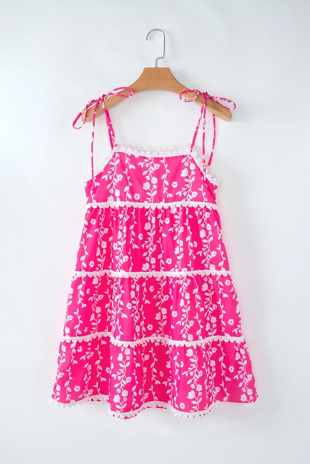 Women's Mini Dress Mini Dress - Floral Tie Shoulder - A-Line Vacation Style