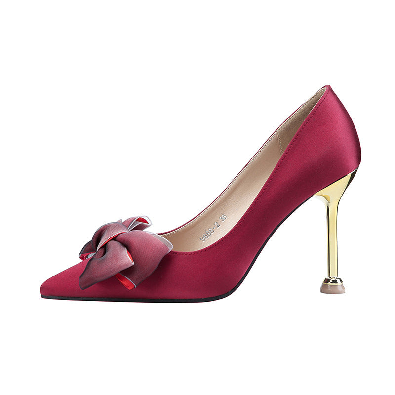 Sexy High Heels Stiletto Bow Women's Single Shoes See size chart under “more details”