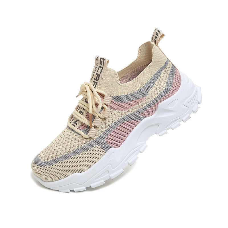 Breathable Mesh Lace-up Flyknit Casual Shoes For Women