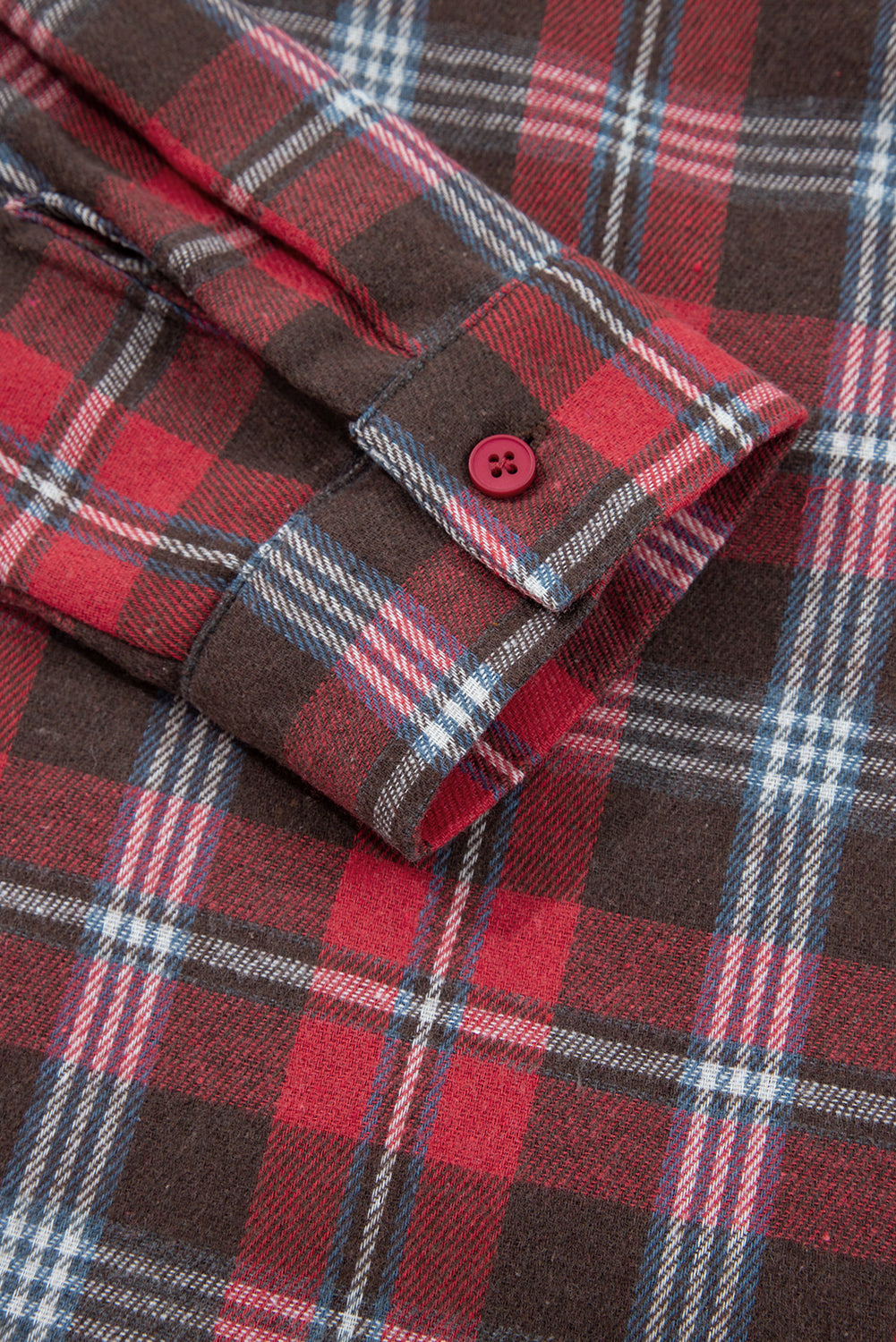 Blusa suelta con cuello en V, estampado de cuadros rojos y aberturas laterales