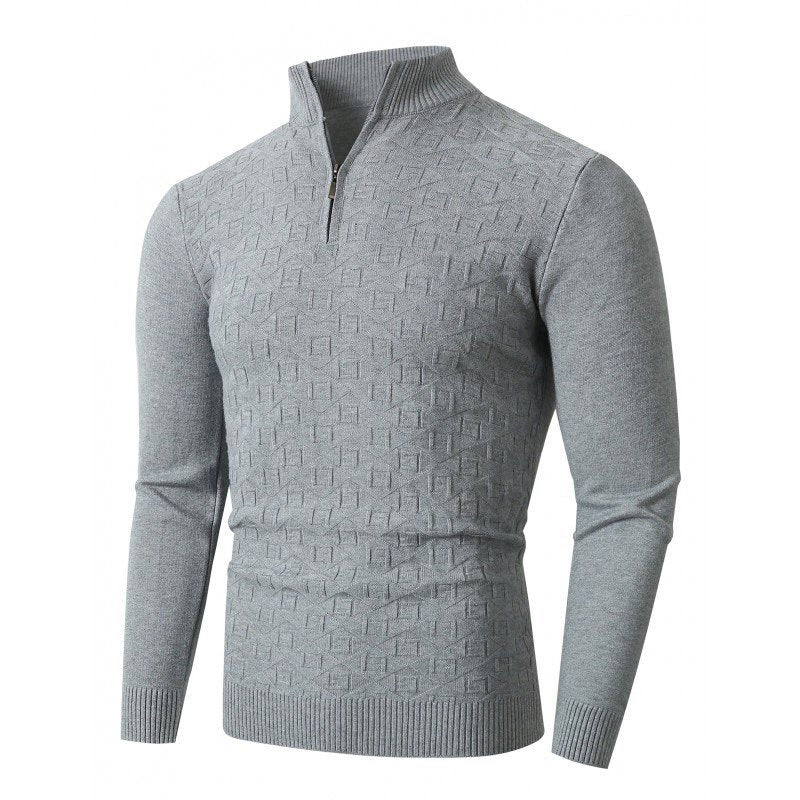 Mens Trendy Slim-fit Solid-color Thermal Sweater