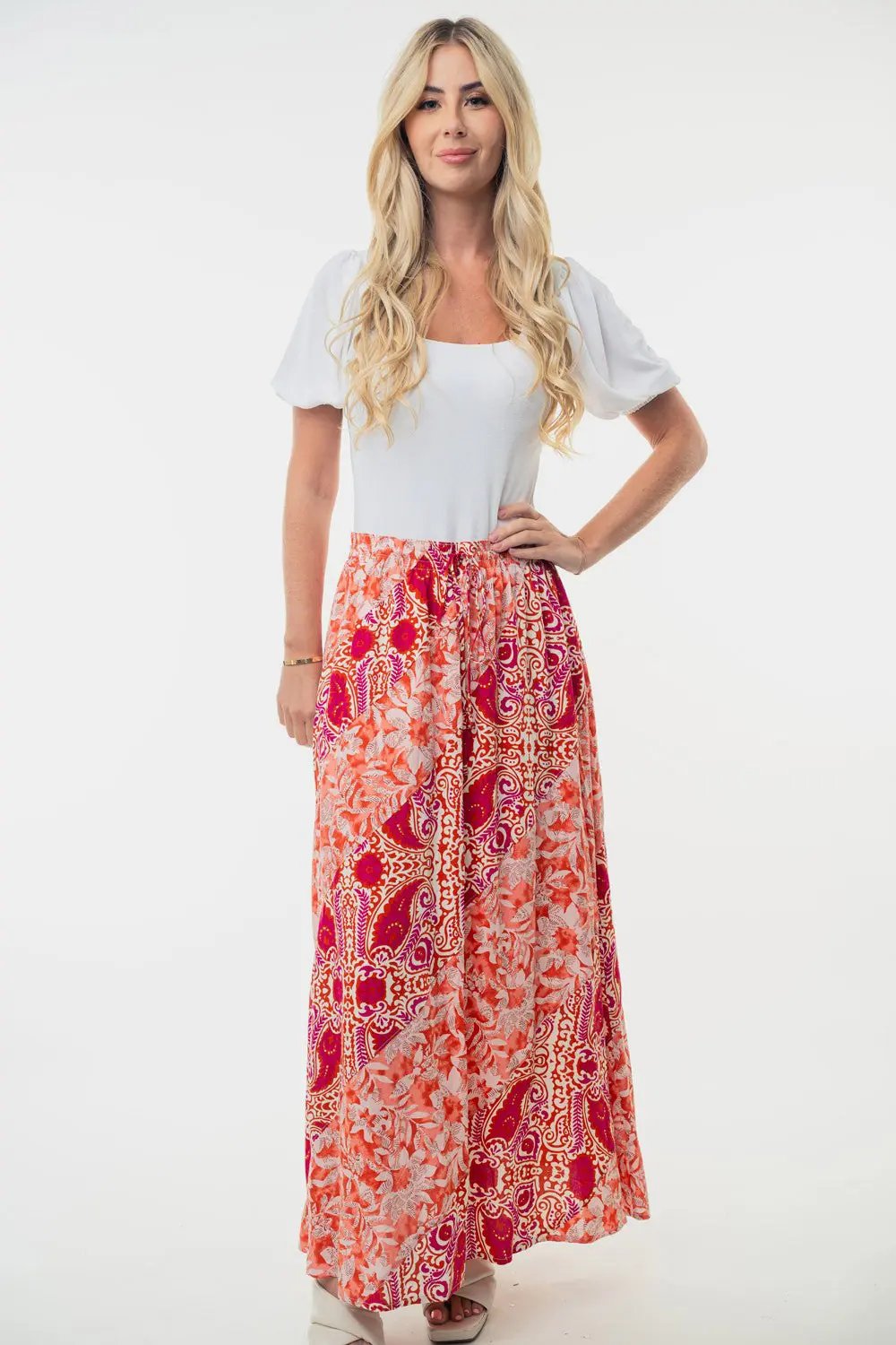 Dresses Trendsi White Birch Floral Skirt Women's High Waisted Woven Skirt USA Shipped