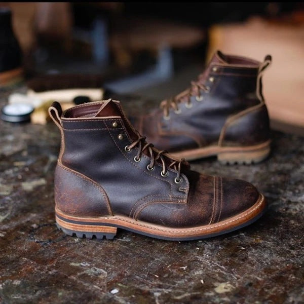 Men's Thick Heel Lace-Up Rivet Boots