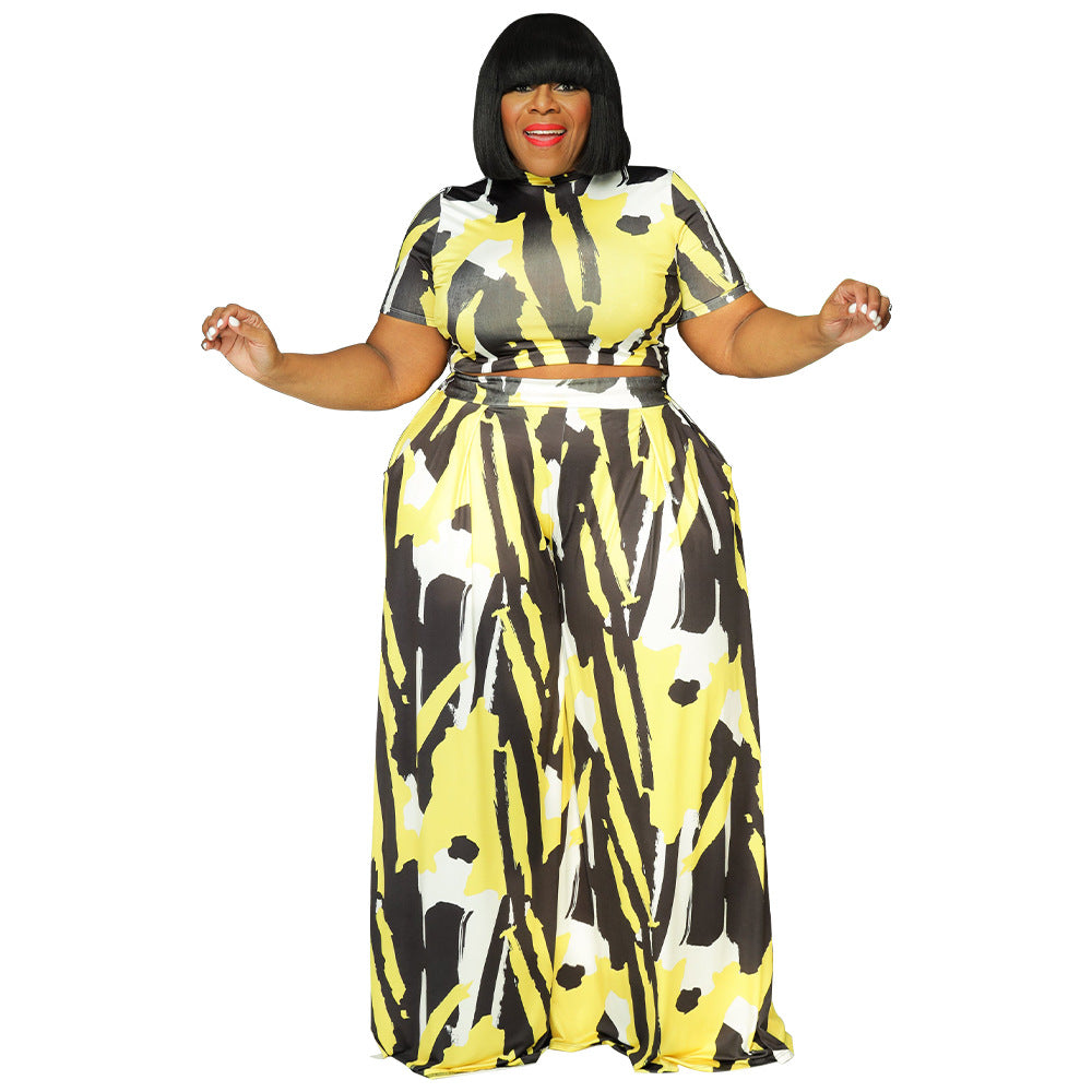 Sexy European And American Women's Clothing Plus-size Two-piece Set See size chart under “more details”