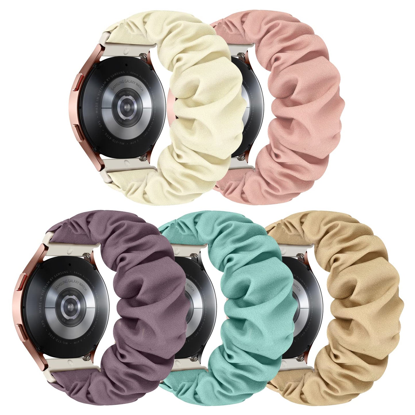 Scrunchie Watch Band 20mm for Women Compatible with Samsung Galaxy Watch Active 2 44mm 40mm/Active 40mm/Galaxy Watch 3 41mm/Galaxy Watch 42mm/Galaxy Watch 4 44mm 40mm/Galaxy watch 5 44mm 40mm/Pro 45mm