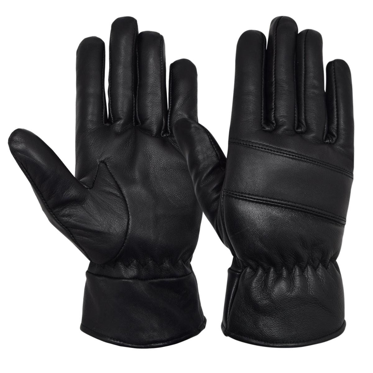 Men’s Warm Winter Dress And Work Gloves, Thermal Lining, Genuine Black Leather