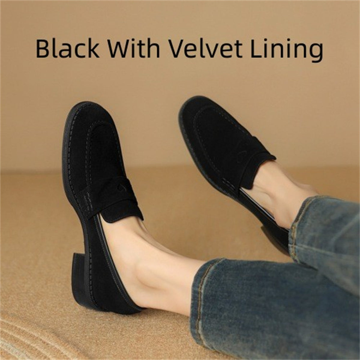 Women's Sheepskin Chunky Heel Pumps
