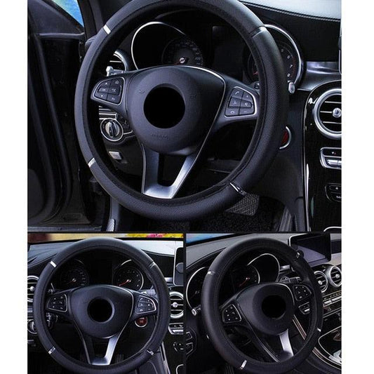 Funda de Volante de Coche de 38 CM Trenza para Volante de Coche Funda para Volante Universal de Cuero de Microfibra Viscosa Transpirable Antideslizante Universal de Cuero Genuino para Volante de Coche Accesorios para Coche