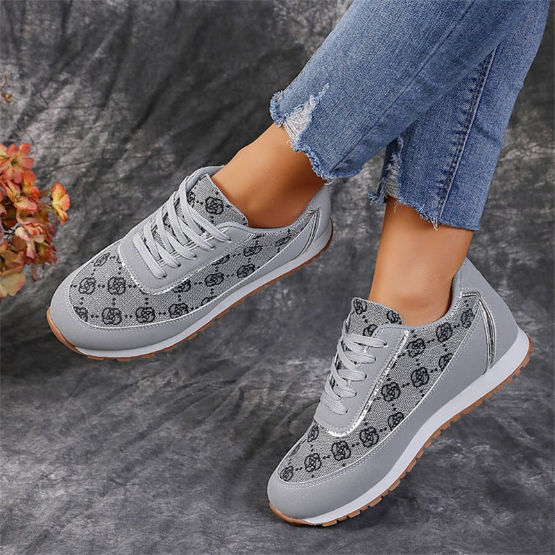 Zapatillas de lona con estampado floral y cordones – Zapatos de lona cómodos