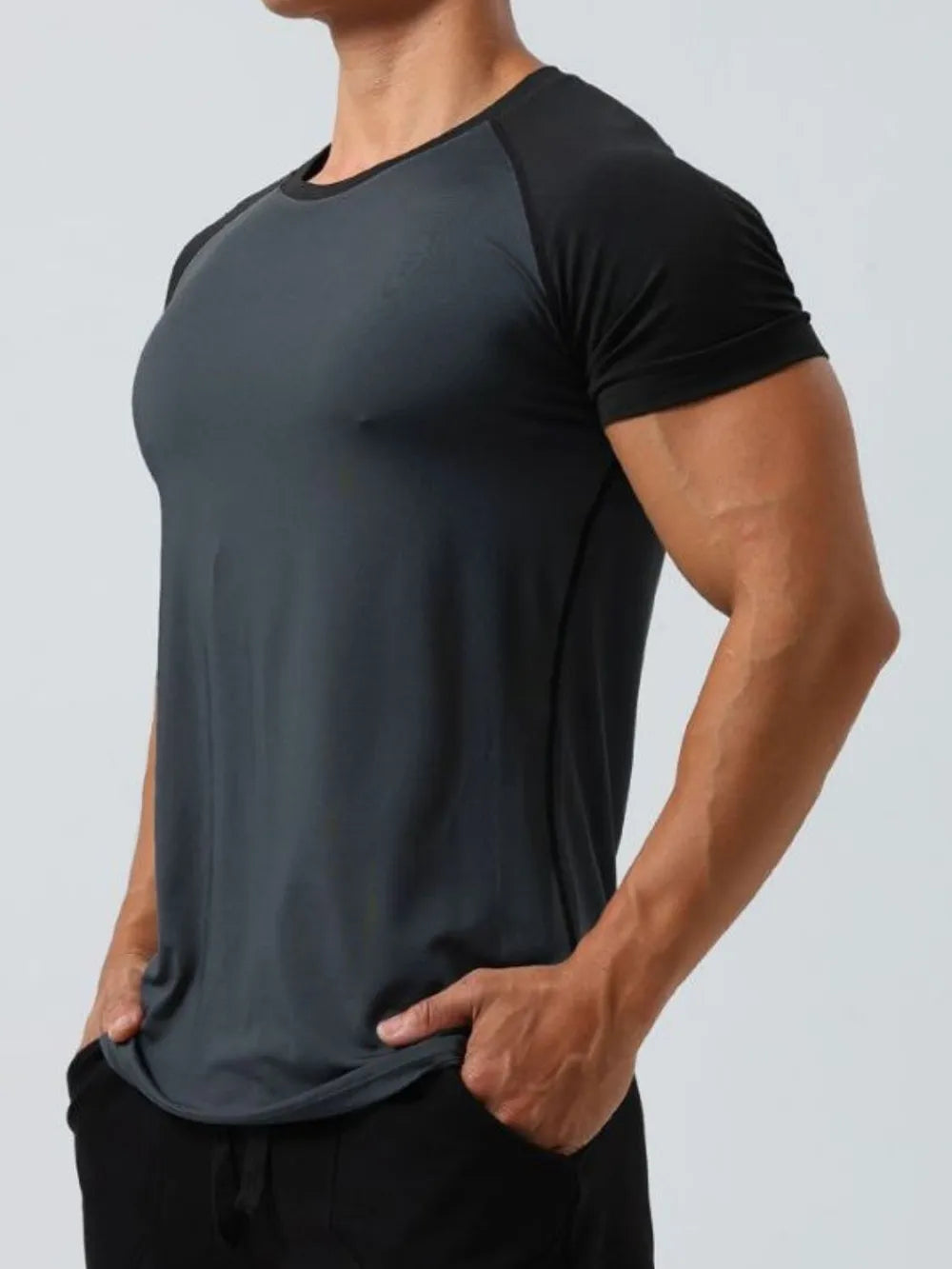 Camiseta de manga corta y cuello redondo de talla grande para hombre