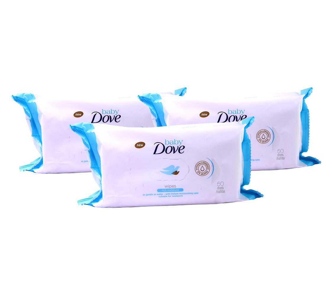 Dove Baby Wipes Rich Moisture 50 Wipes (Pack of 3)
