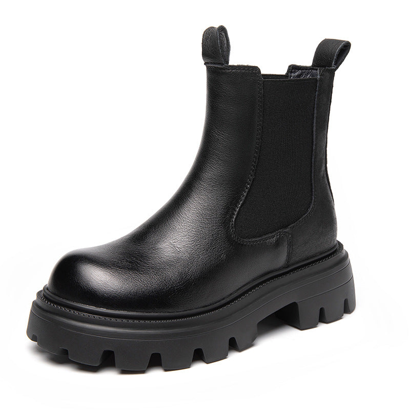 Women's Thick Soled Genuine Leather Martin Boots