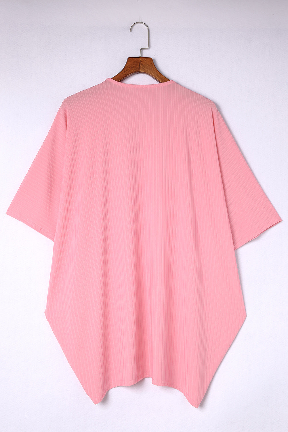 Pink Pink Pink Shimmer Ribbed Texture Plus Size Cardigan