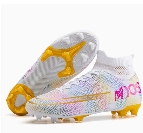 Men's Outdoor Training Gold-plated Bottom High-top Soccer Shoes