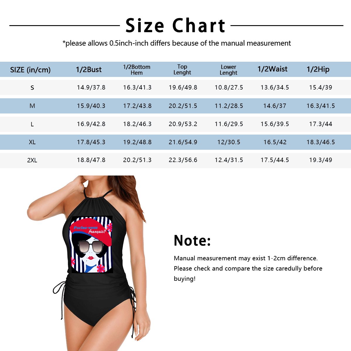Women's French Girl in Beret Tankini Swimwear Set (Made in USA)