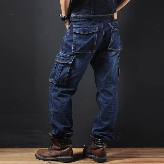 Men's Straight Loose Fit Cargo Jeans