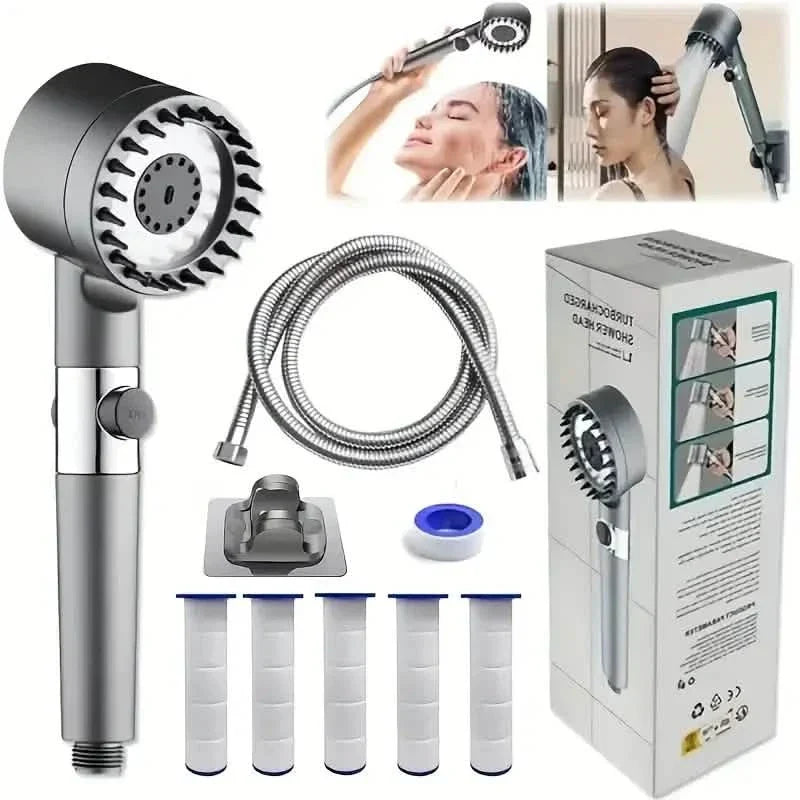 4-in-1 Removable Shower Head With 5 Filters and 3 Settings