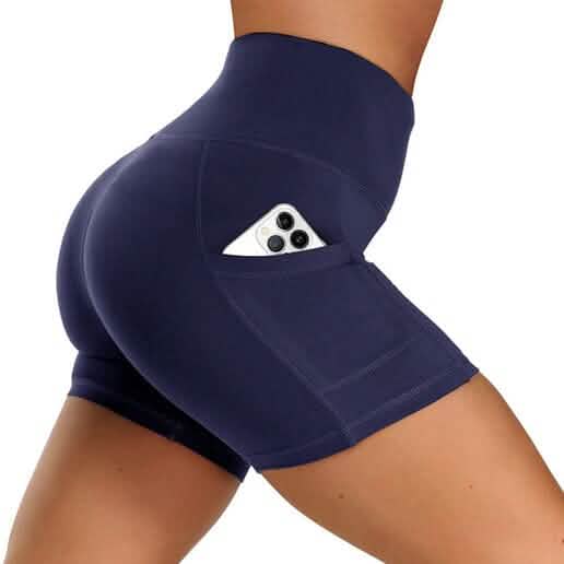 4-Pack: High Waist Soft Yoga Shorts for Women with 2 Side Pockets