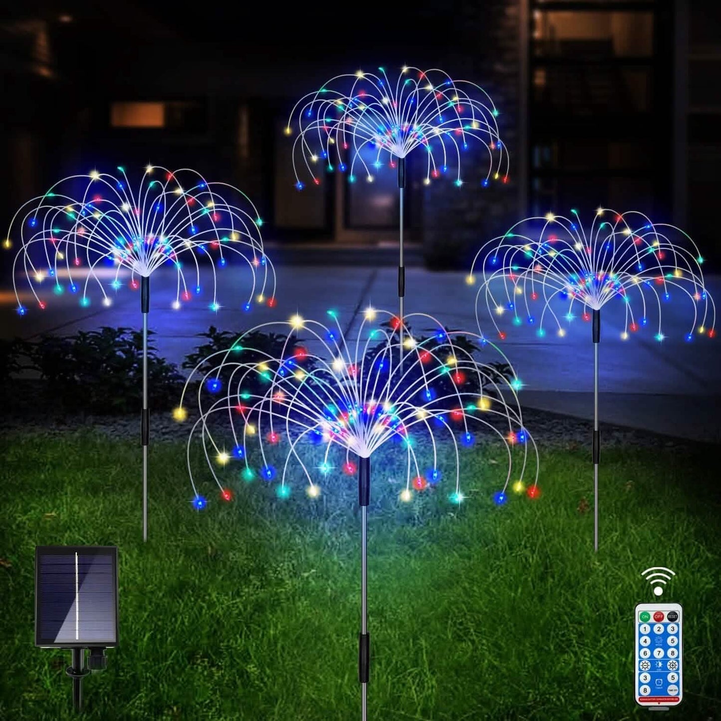 4-Pack: Solar Lights Outdoor, Warm White Garden Lights