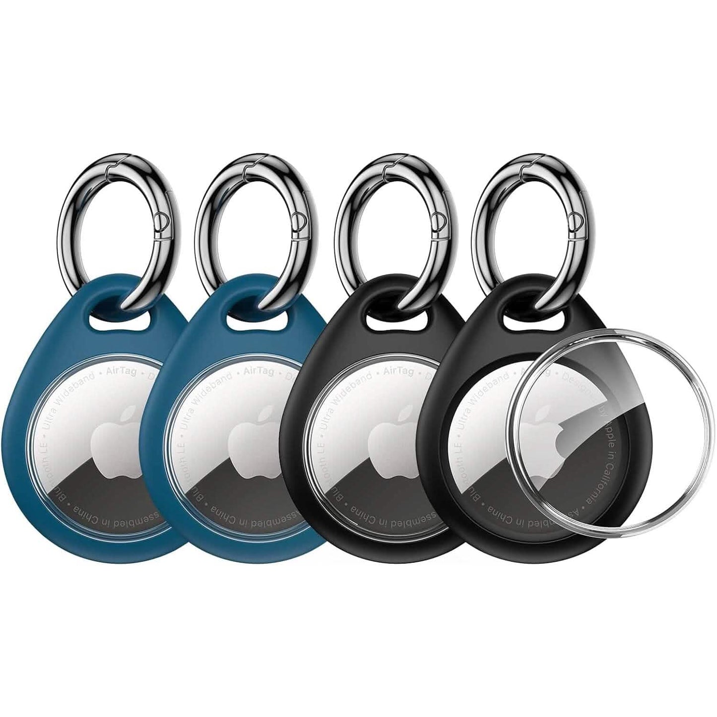 4-Pack: UNBREAKcable Apple AirTag Holder with All Metal Keychain Key Ring Clip (Refurbished)