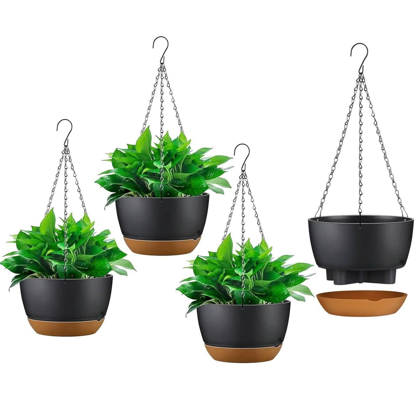 4-Piece: 9.64" Diameter Hanging Planter with Drainage Holes