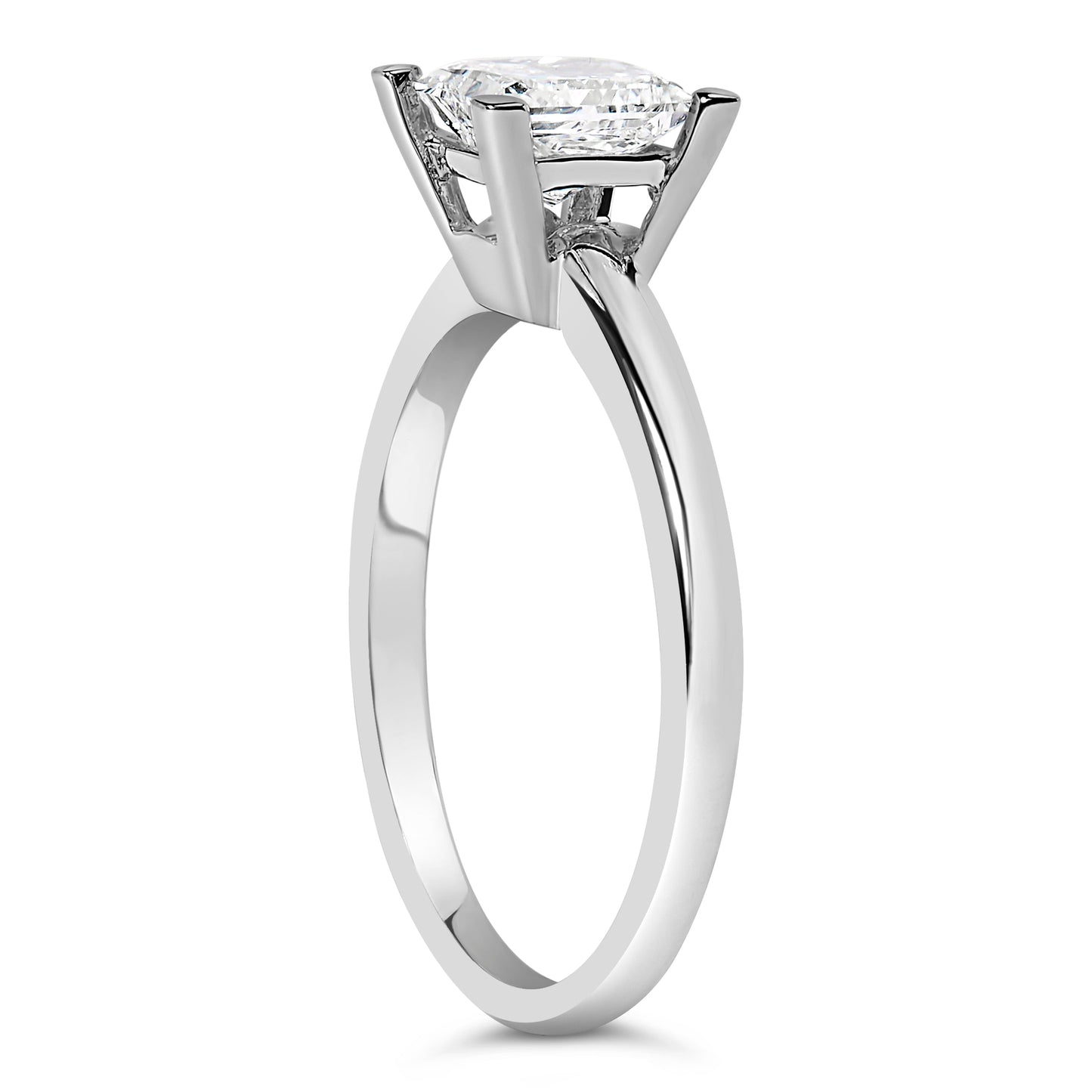 14K White Gold 1.0 Cttw Princess Lab-Grown Diamond Solitaire Engagement Ring (F-G Color, VS1-VS2 Clarity) - Ring Size 7