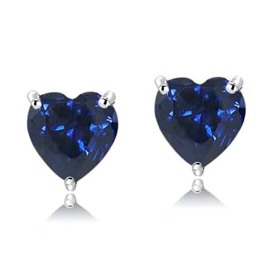 4.00 Ct Blue Sapphire Heart Shape Simulated Stud Earrings 14k White Gold