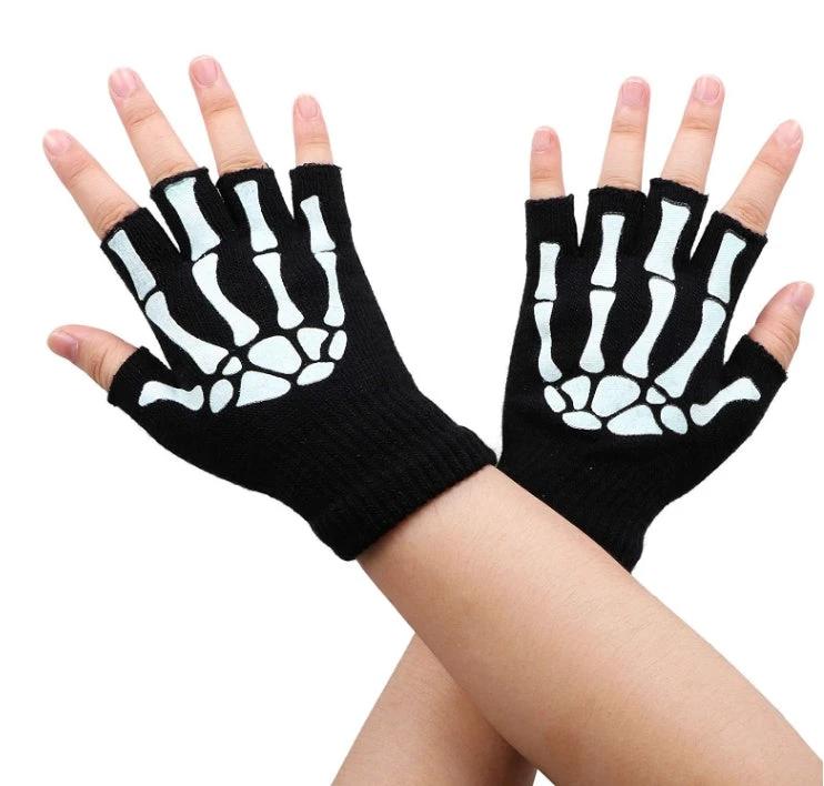 Men's Half Finger Skeleton Pattern Gloves