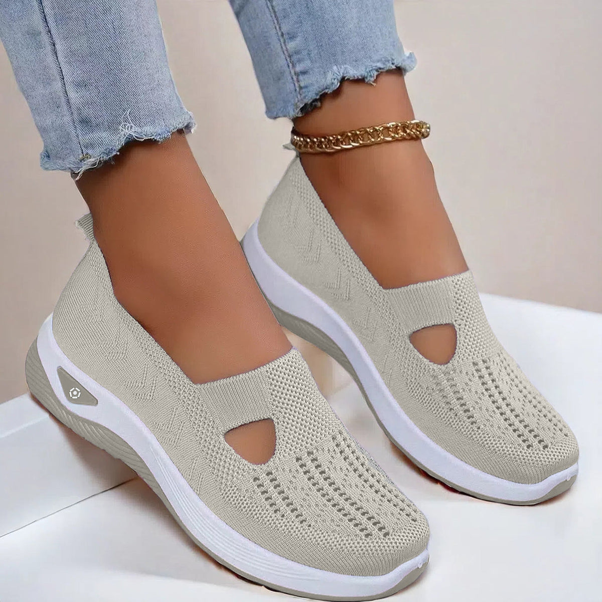 Mesh Flats Shoes Fashion Breathable Non-slip Soft Bottom Casual Shoes For Women