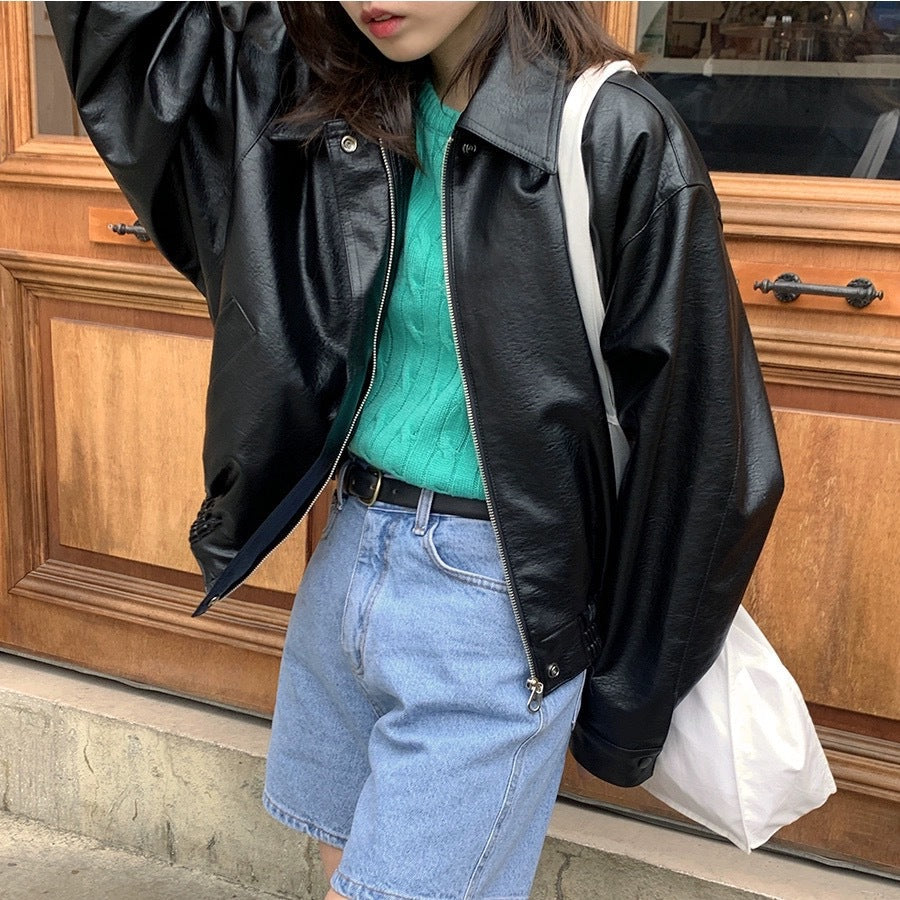 Women's Fashionable Retro Casual Zip-Up Collar Jacket
