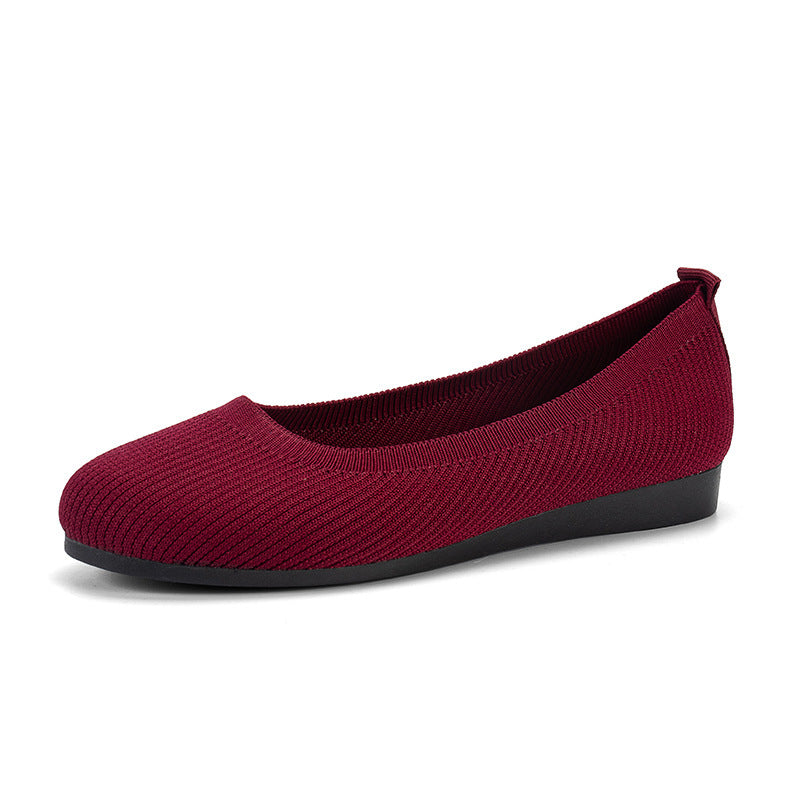 Round Toe Flats Shoes Casual Comfortable Soft Slip On Knit Mesh Shoes For Women See size chart under “more details”