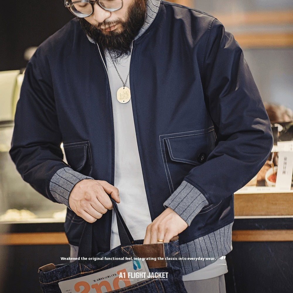 Chaqueta Bomber para Hombre Moda Todoterreno Contraste de Colores con Retazos