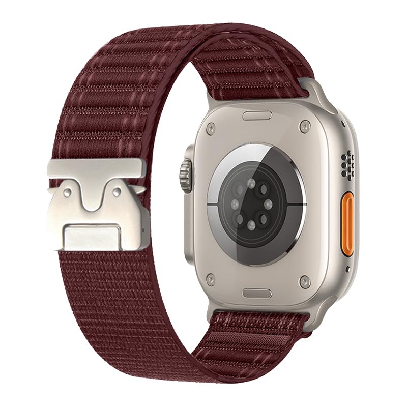 Fabric Bands Compatible with Apple Watch Ultra Band 49mm 46mm 45mm 44mm 42mm 38mm 40mm 41mm Men Women Nylon Sport Loop Strap for iWatch Series Ultra SE 10 9 8 7 6 5 4 3 2 1 (Red Wine 42mm(Series 3)/44mm/45mm/46mm/49mm)