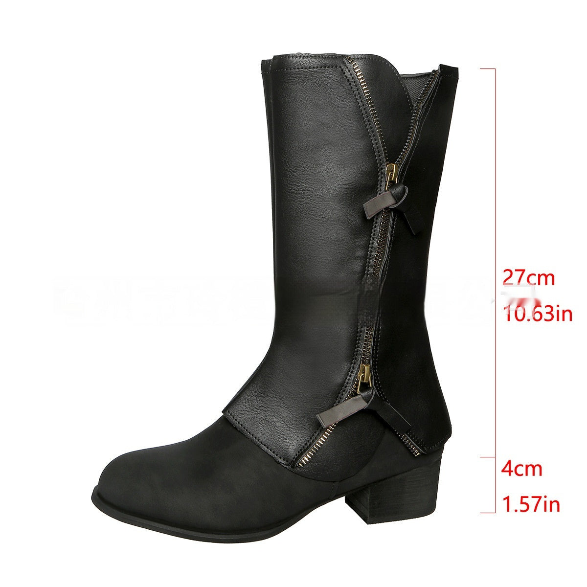 Women's Fashion Casual Side Zipper Mid-calf Boots