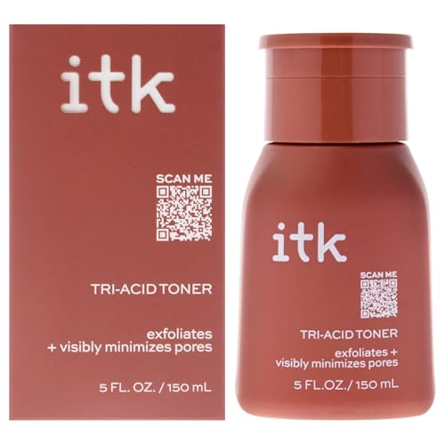 ITK Tri-Acid Facial Toner with AHA BHA PHA + Niacinamide - Exfoliate Face + Minimize Pores - Salicylic + Lactic Acid - Brighten Dark Spots + Glow 5 Fl Oz