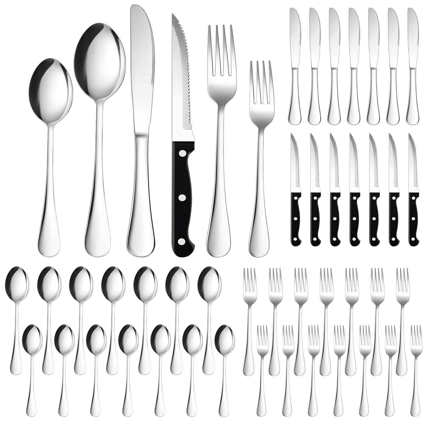 48-Piece: Stainless Steel Silverware Cutlery Set