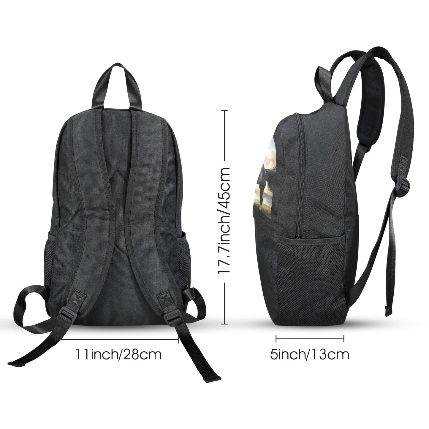 Wild & Free Black Horse Casual Backpack | Upper Part Printing