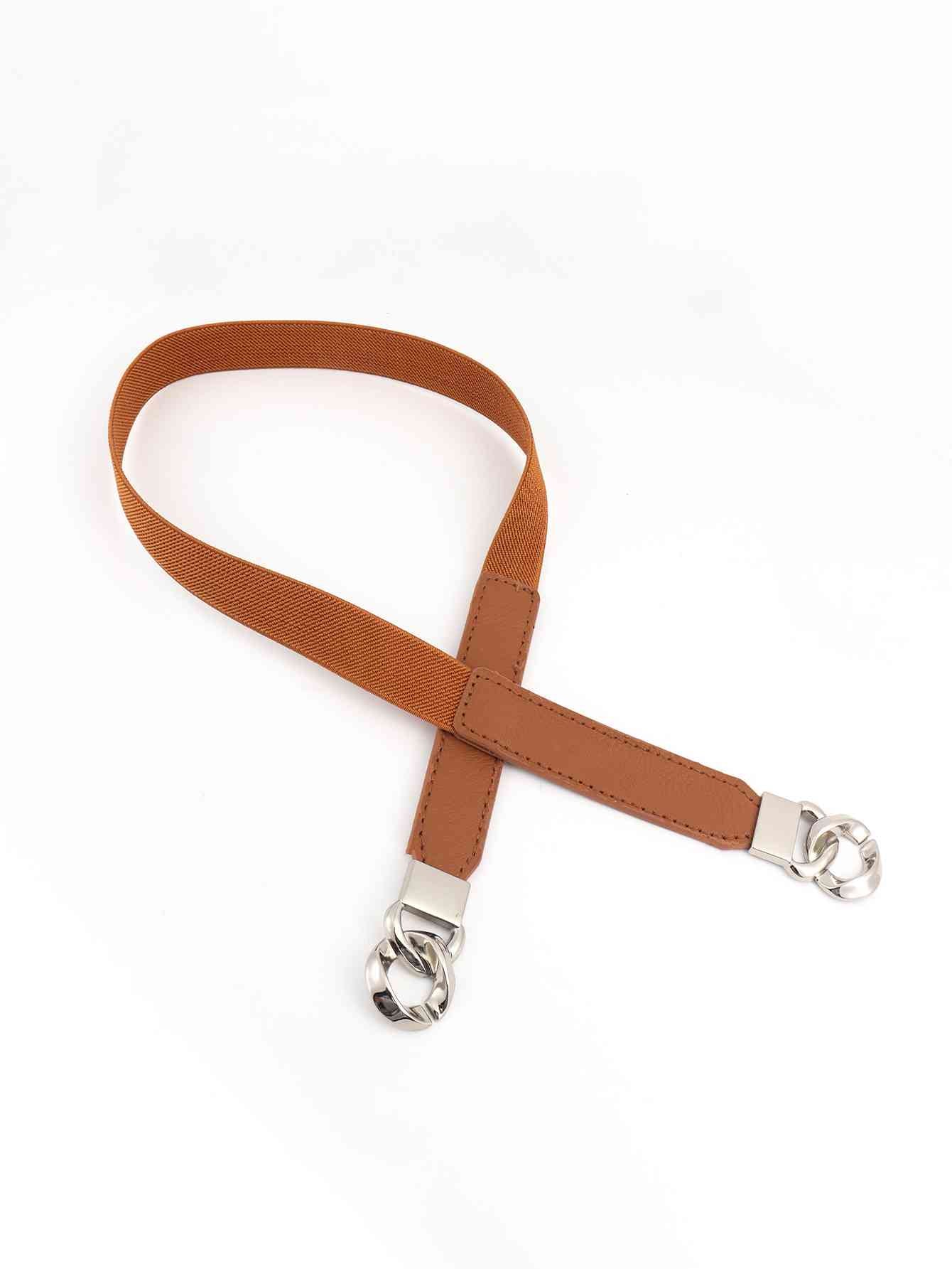 ElegantStyle Zinc Alloy Buckle Elastic PU Belt – Versatile and Stylish Accessory See size chart under “more details”