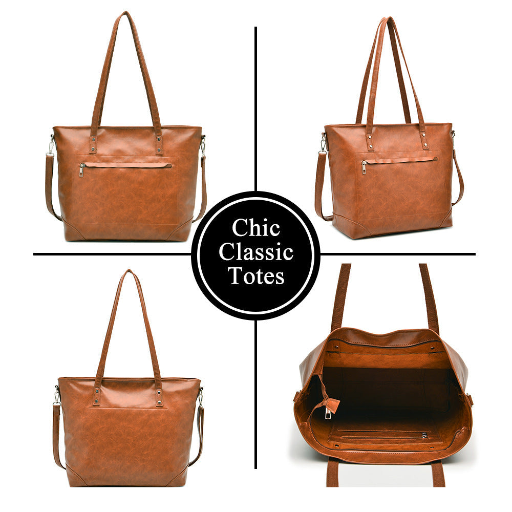 Retro Oil Wax Skin Leisure Tote Handbag Travel Handbag