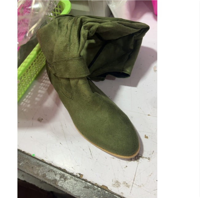 Women's Low-Heel Side Zipper Suede High Boots