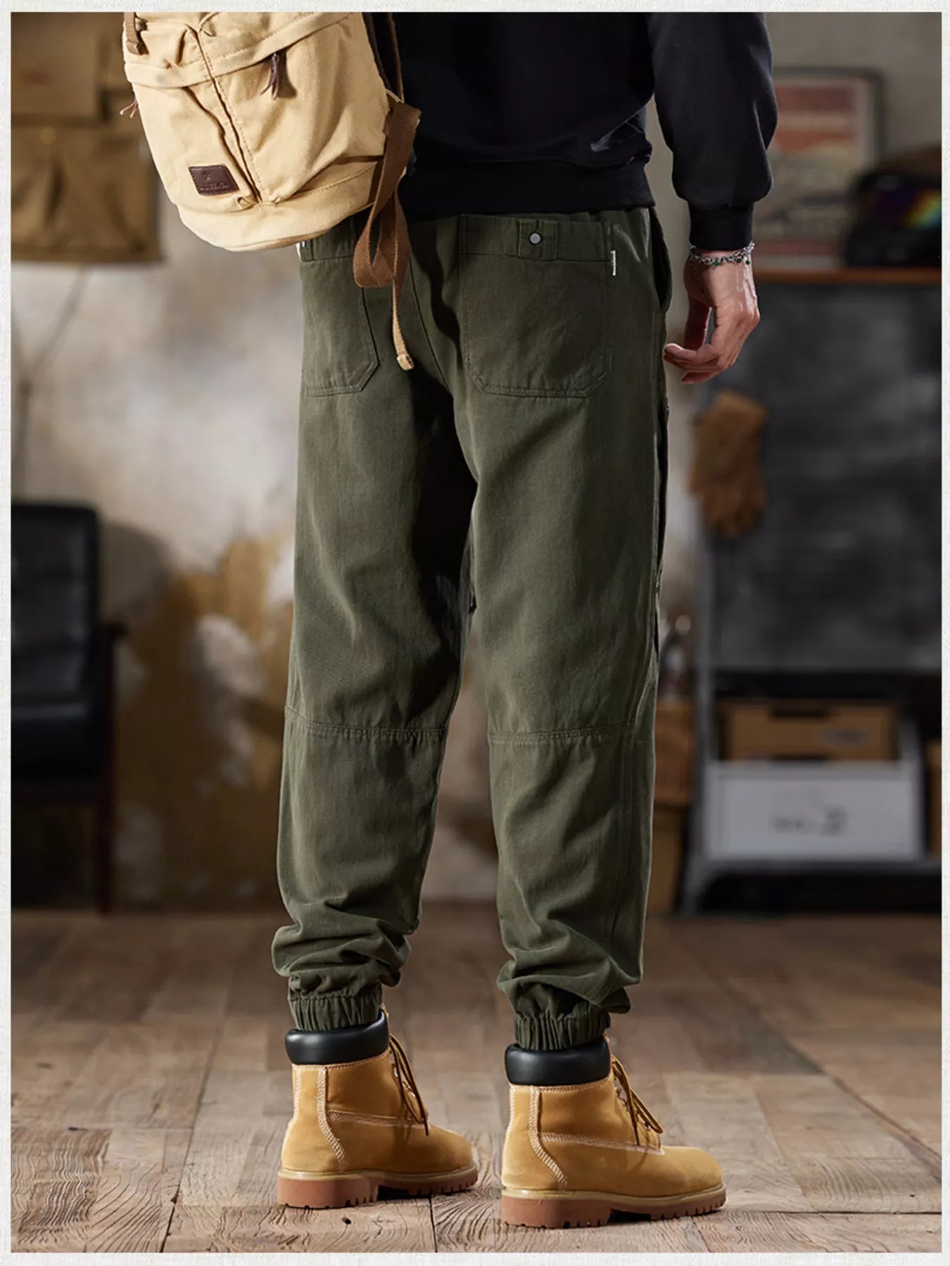 Pantalón Jogger Cargo Casual con Cordón Tallas Grandes para Hombre