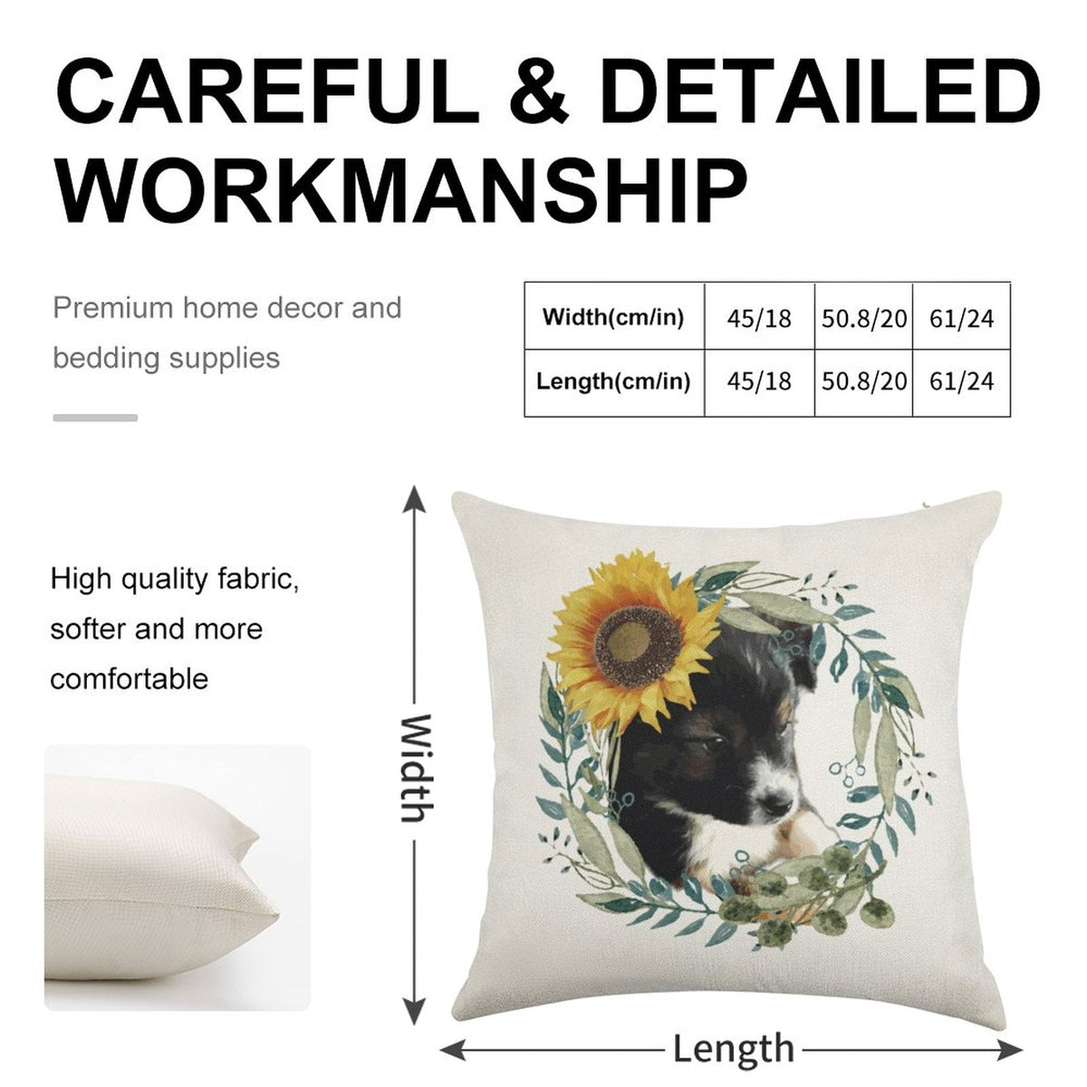 Cute Black Puppy Linen Pillowcase - 18"×18