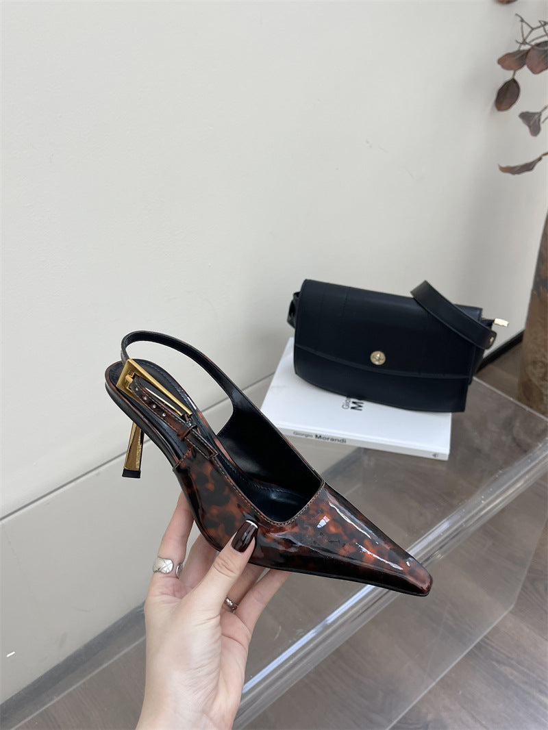 Women's Square-Toe Patent Slingback Sandals