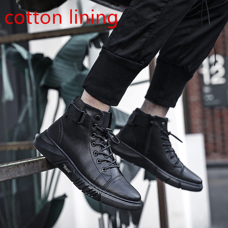 Men's Martin Plus Cashmere Leather High-Top Sneakers