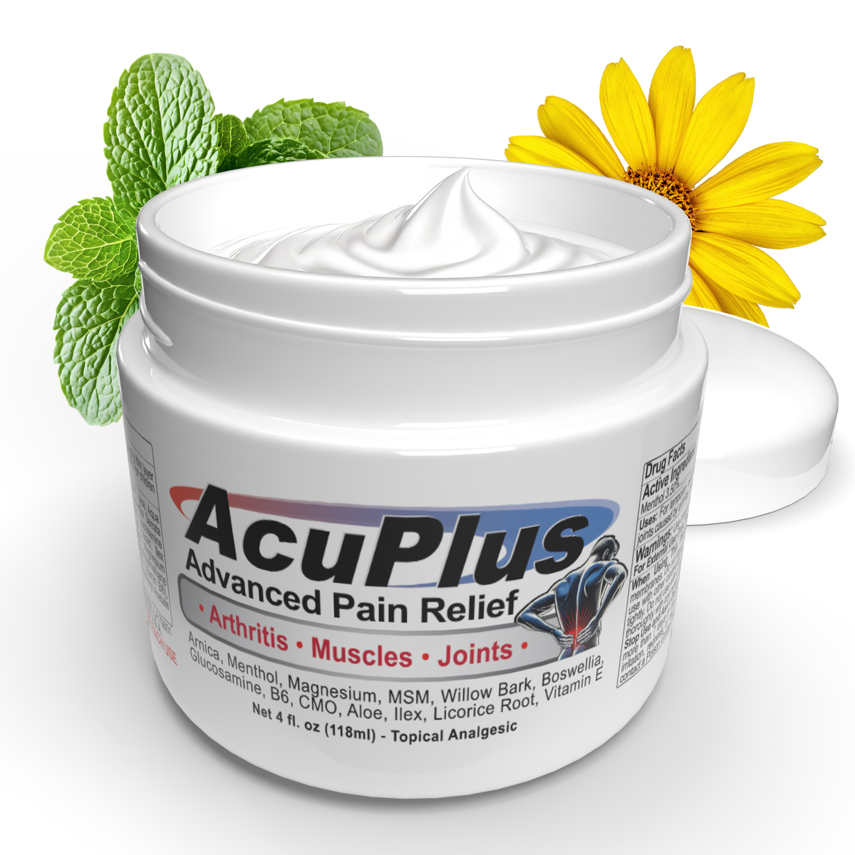 AcuPlus Crema para Aliviar el Dolor de 4 oz. – Alivio de Máxima Potencia para el Dolor Diario
