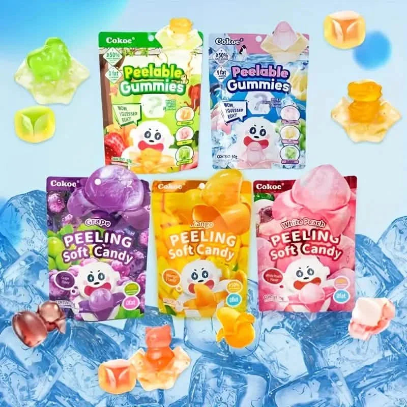 5-Packs: Fun Peeled Gummies - Mixed Styles, Different Flavors, Resealable Bags