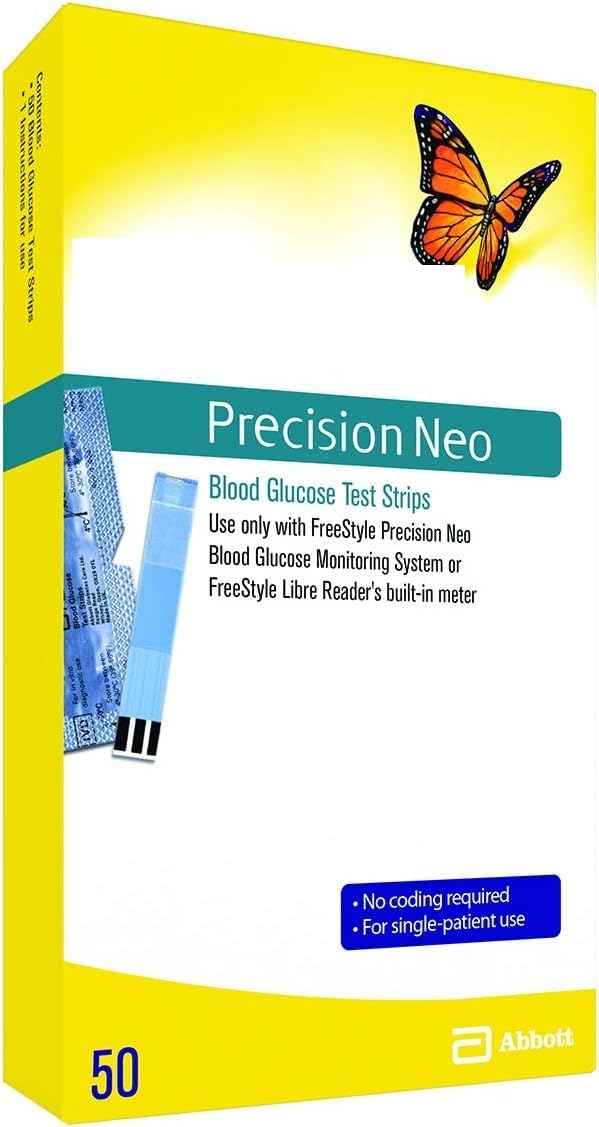 Generic Precision Neo Blood Glucose Test Strips 50 Strips (Pack of 2) White
