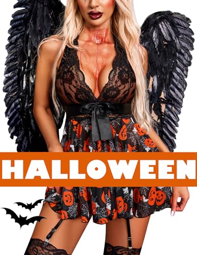 Christmas Costume - Avidlove Lingerie for Women Lace Babydoll Chemise Halter V Sexy Sleepwear with Garter Belt