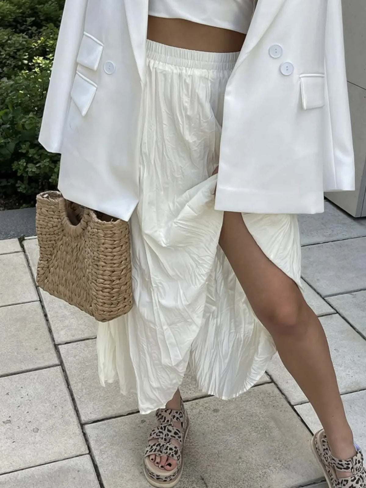 Ruched Elastic Waist Skirt