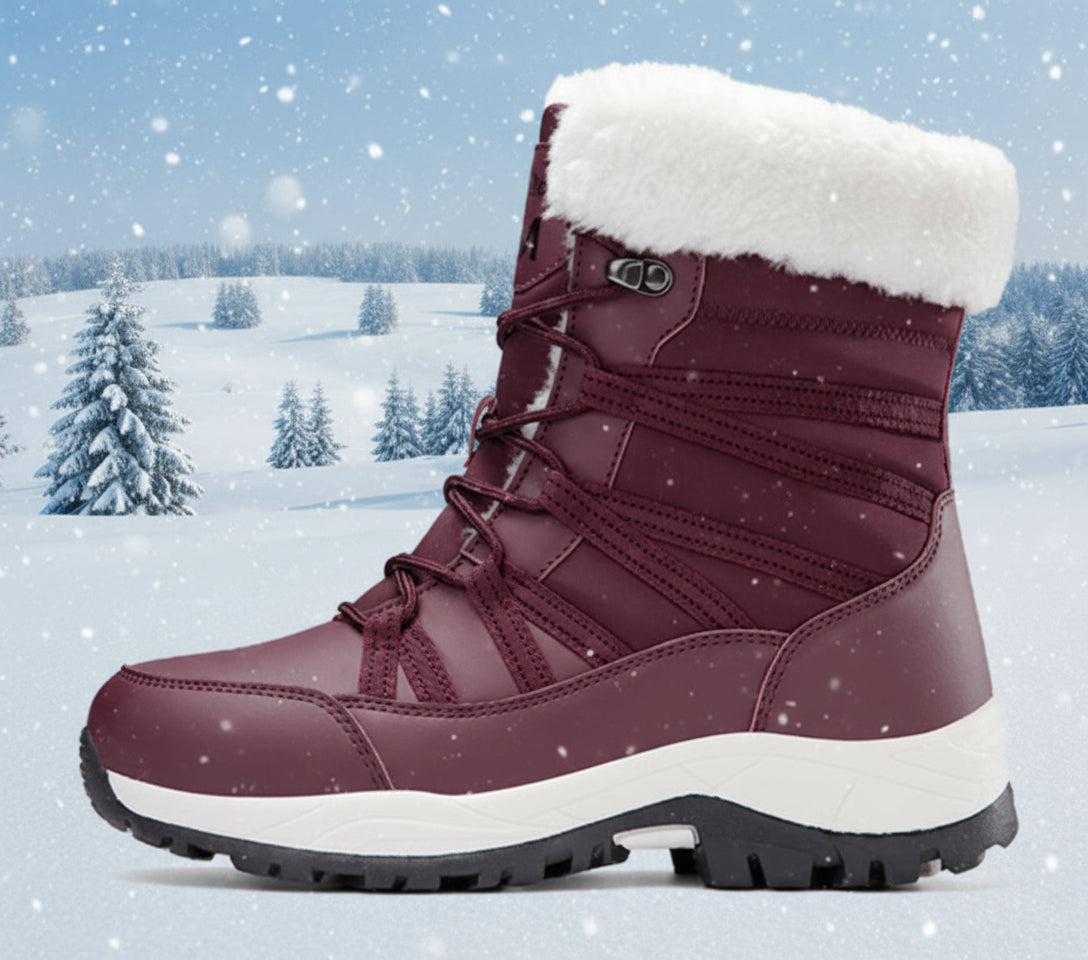 Botas de invierno para mujer, forradas de felpa, más gruesas, antideslizantes, acolchadas de algodón, para exteriores, de media caña